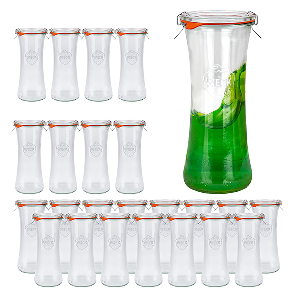 Set di 24 vasetti Weck da 700 ml con coperchio in vetro
