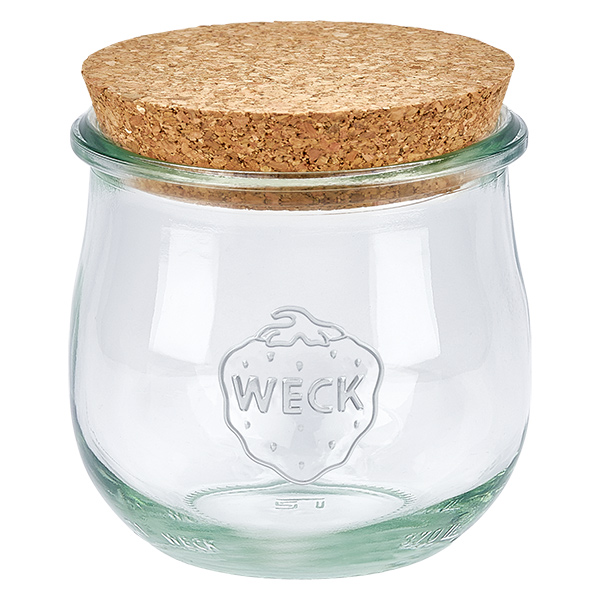 Vasetto per tulipani da 370 ml WECK RR80 con tappo in sughero naturale