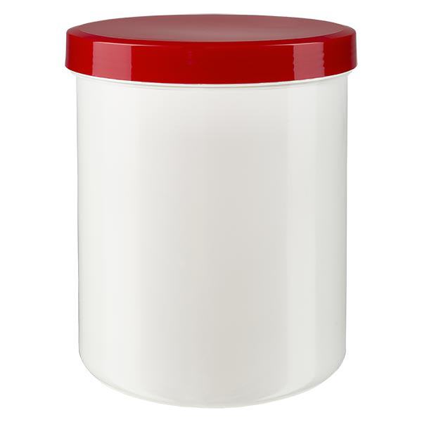 Vasetto per unguenti 1000g bianco con tappo a vite rosso (PP)