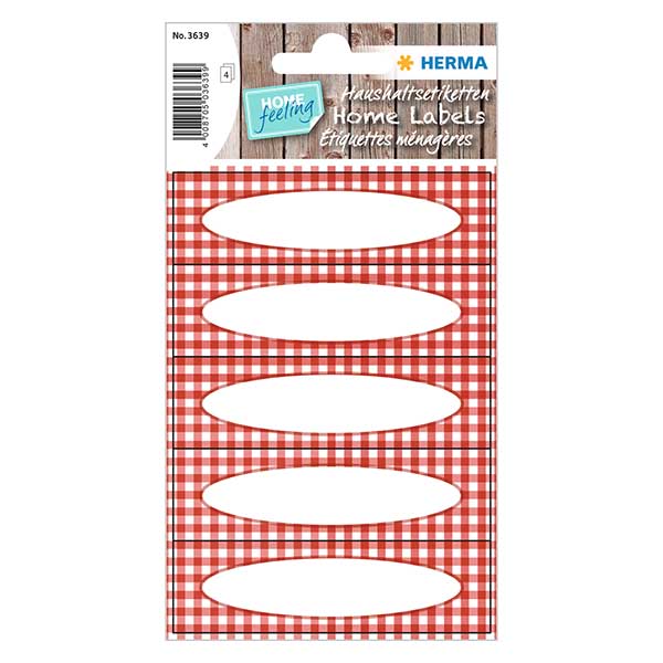 Etichette da cucina a scacchi rossi (20 adesivi)