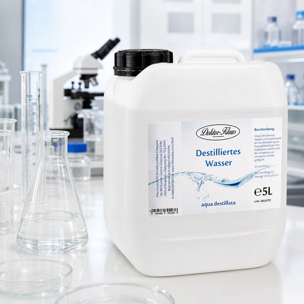 Acqua distillata 5L Doktor-Klaus Doktor-Klaus 5 litri di acqua distillata in una pratica tanica con impugnatura ergonomica per una facile manipolazione