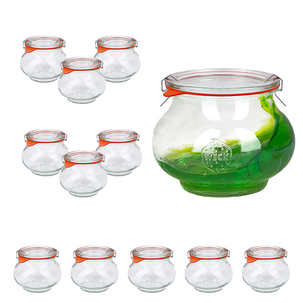 Set di 12 vasi Weck da 220 ml, tumbler da 1/4 di litro con