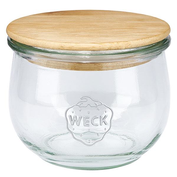 Vaso a tulipano WECK RR100 da 580 ml con coperchio in legno