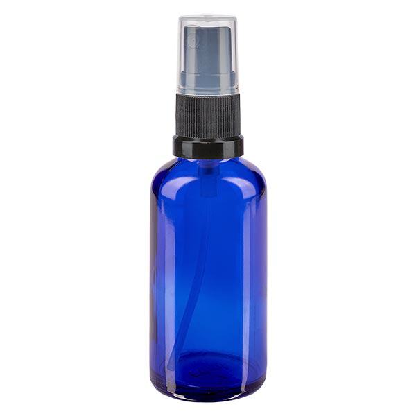 Flacone spray blu da 50 ml. STD nero/trasp. apoGlas