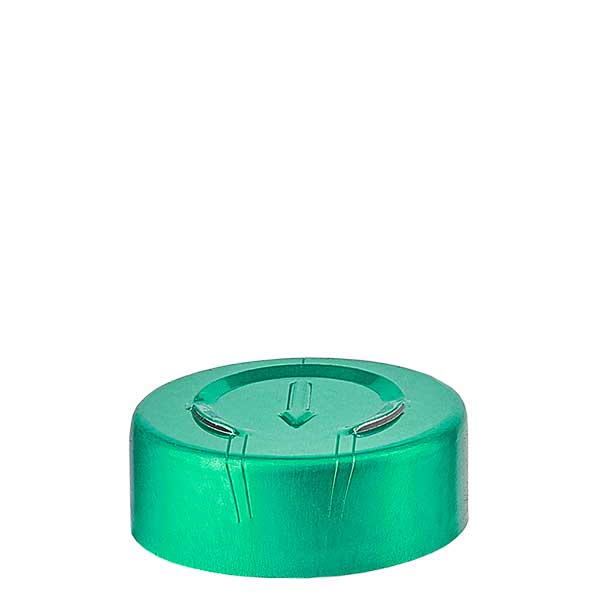 Tappo a crimpare 20,25 x 7,4 mm con strappo completo, verde Tappo a crimpare 20,25 x 7,4 mm con strappo completo, verde