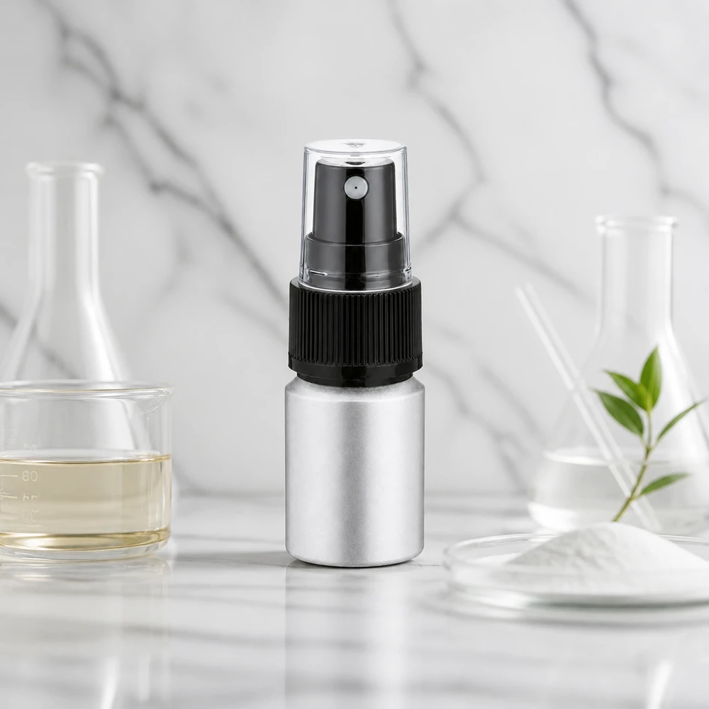 Flacone in alluminio decapato da 10ml con nebulizzatore Elegante flacone spray argentato da 10 ml in alluminio decapato per l'uso quotidiano