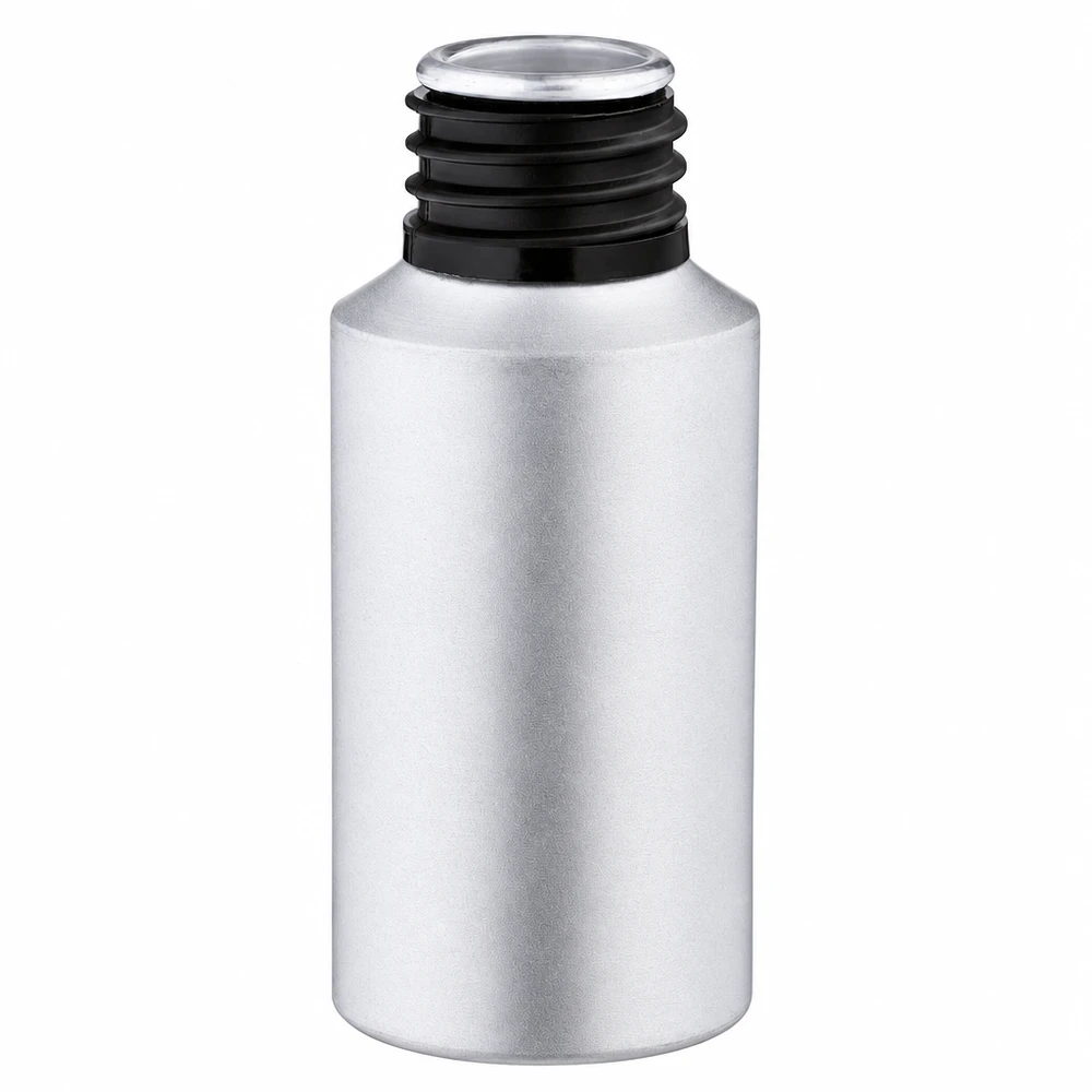 Bottiglia in alluminio decapato da 30 ml Flacone compatto da 30 ml in alluminio con pratico tappo a vite