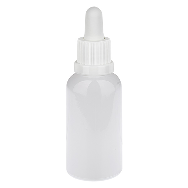 Flacone con pipetta da 30 ml bianco con tappo di sicurezza WhiteLine UT18/30 Flacone con pipetta da 30 ml bianco con tappo di sicurezza WhiteLine UT18/30