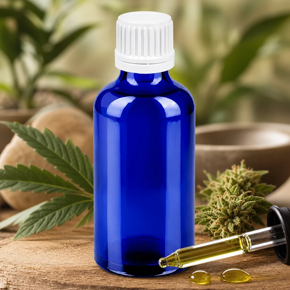 Bottiglia da 50ml 11mm SV bianco OV BlueLine UT18/50 Bottiglia in vetro farmaceutico da 50 ml con filettatura standardizzata da 11 mm per applicazioni industriali