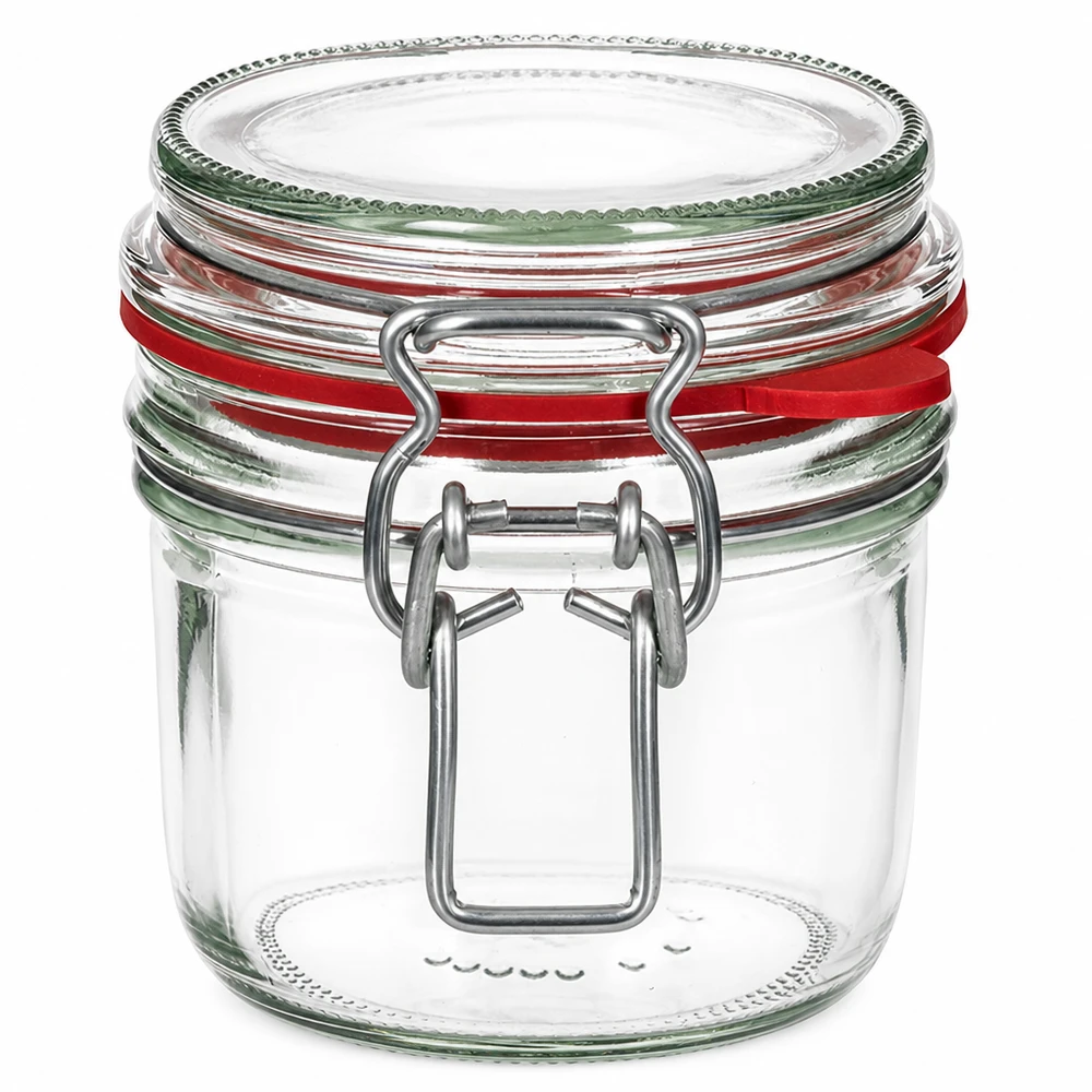 Vaso da 255 ml tipo G con tappo girevole UNiTWIST. 255ml Vorratsglas mit Bügelverschluss und roter Dichtung - praktisches Einmachglas für Küche und Vorratshaltung