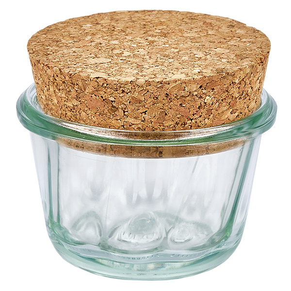 Barattolo da 165 ml per succhi di frutta WECK RR80 con tappo in sughero naturale Barattolo da 165 ml per succhi di frutta WECK RR80 con tappo in sughero naturale