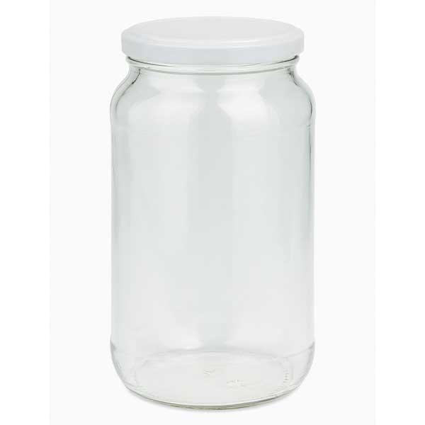 Barattolo rotondo da 1062 ml con coperchio BasicSeal bianco UNiTWIST