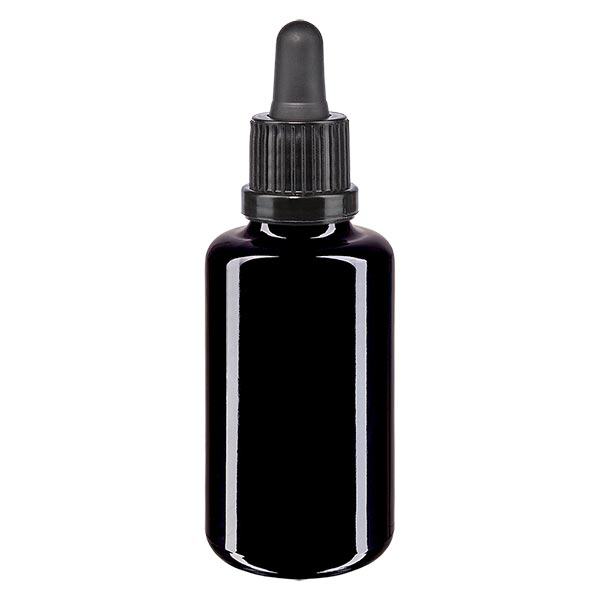 Bottiglia da farmacia viola 30ml pipetta nera OV