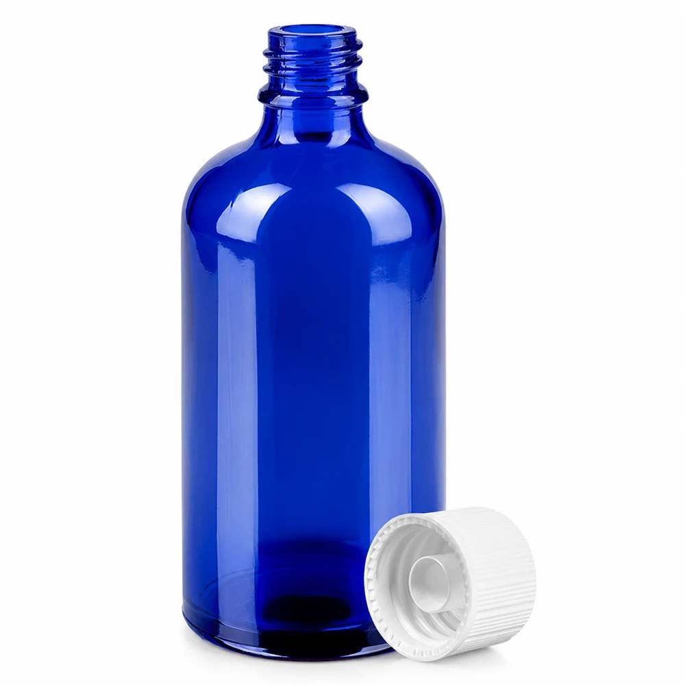 Bottiglia da 100ml 11mm SV bianco STD BlueLine UT18/100 Flacone blu di qualità farmaceutica da 100 ml con apertura di 11 mm, adatto per tinture ed estratti