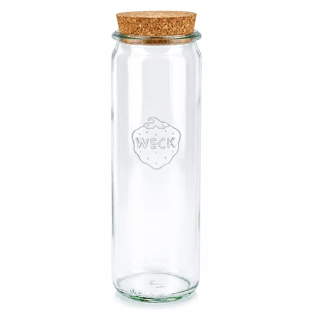 Barattolo cilindrico WECK 600ml RR60 con coperchio in sughero naturale Barattolo trasparente per conserve con logo WECK