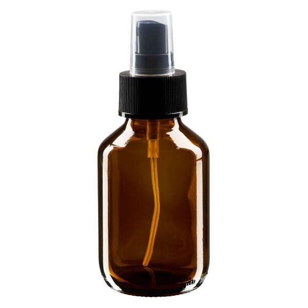 Flacone per medicinali da 100 ml marrone, con nebulizzatore a pompa nero ApoGl