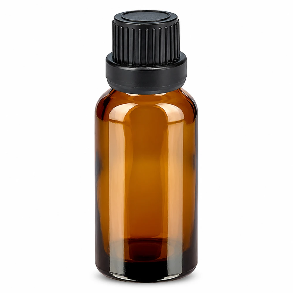Flacone contagocce da 10 ml 2 mm nero OV BrownLine UT18/10 Flacone in vetro di alta qualità da 10 ml ambra con tappo a vite nero UT18/10