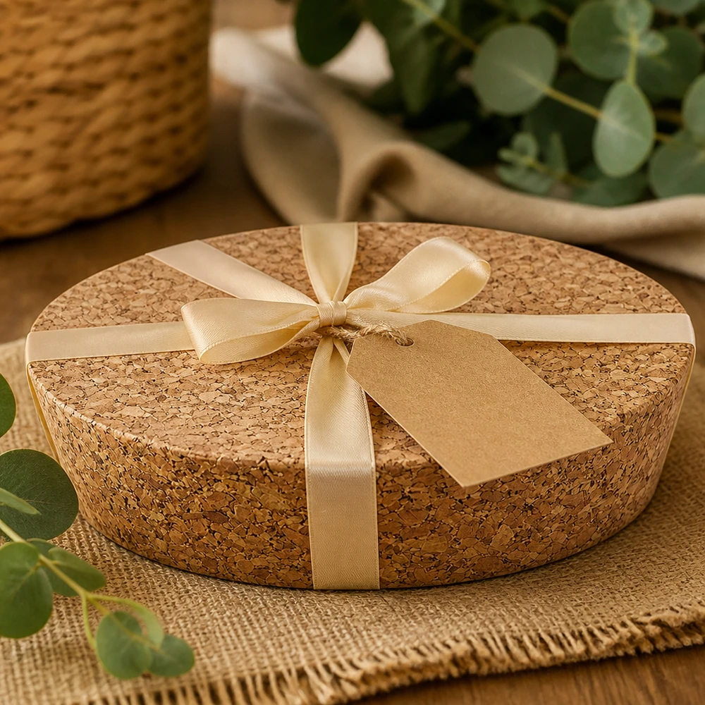 Sughero per apertura 75 mm WECK RR80 (ø72/82, H=20 mm) WECK RR80 tappo di sughero naturale regalo incartato con nastro dorato ciondolo regalo imballaggio sostenibile