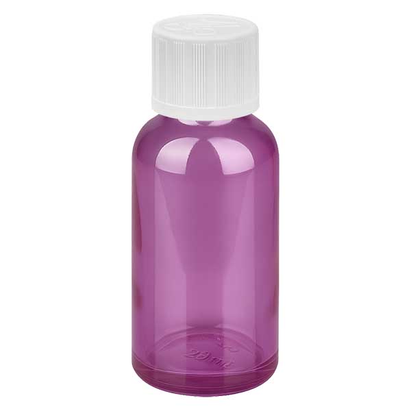 Bottiglia da 30 ml con tappo a vite bianco da 11 mm a prova di bambino PurpleLine UT18/30