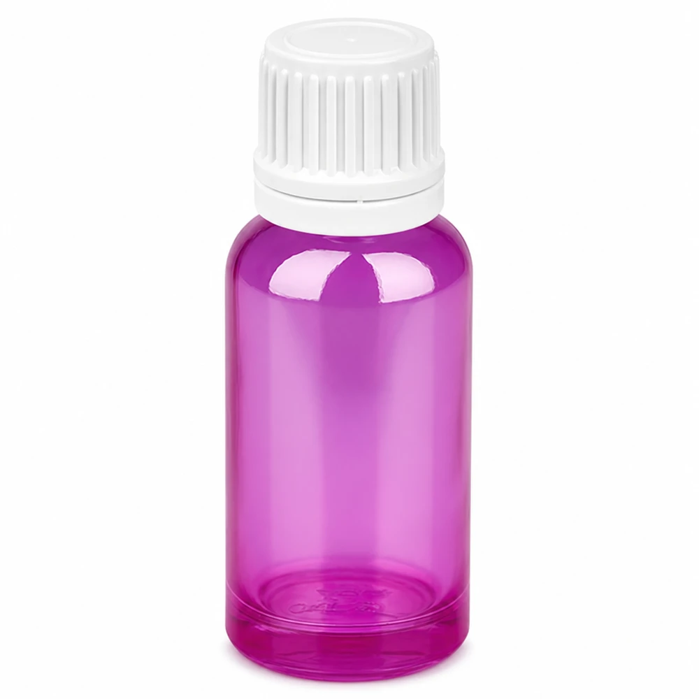 Flacone contagocce da 20 ml 0,7 mm bianco Originality chiusura con tappo a vite PurpleLine UT18/20 Flacone compatto da 20 ml con tappo contagocce, in un attraente colore viola.