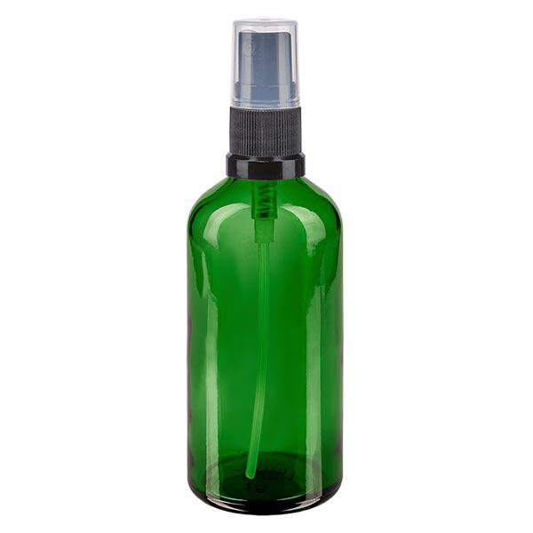 Bottiglia spray verde da 100 ml. STD nero/trasp. apoGlas