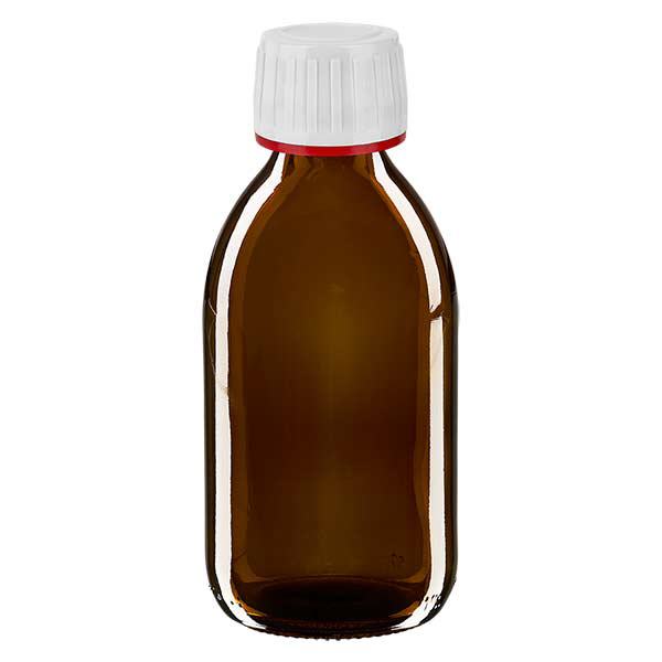 Flacone per medicinali da 250 ml marrone, tappo bianco antimanomissione