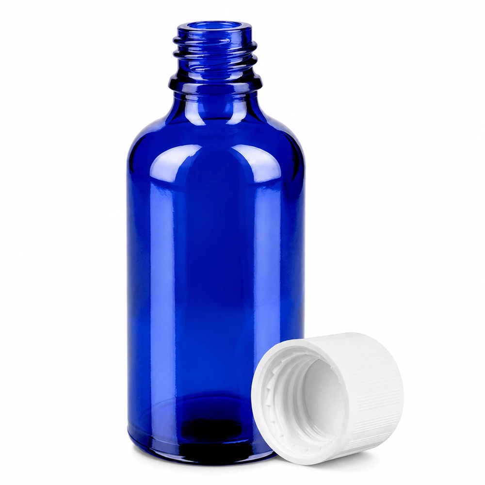 Flacone da 50ml 11mm SV w. STD KiSi BlueLine UT18/50 Flacone compatto da 50 ml in vetro cobalto con tappo a vite a prova di perdite