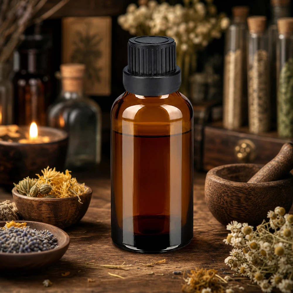 Bottiglia da 30ml 11mm SV nero OV BrownLine UT18/30 Flacone in vetro premium da 30 ml di qualità farmaceutica con tappo a vite nero per cosmetici naturali