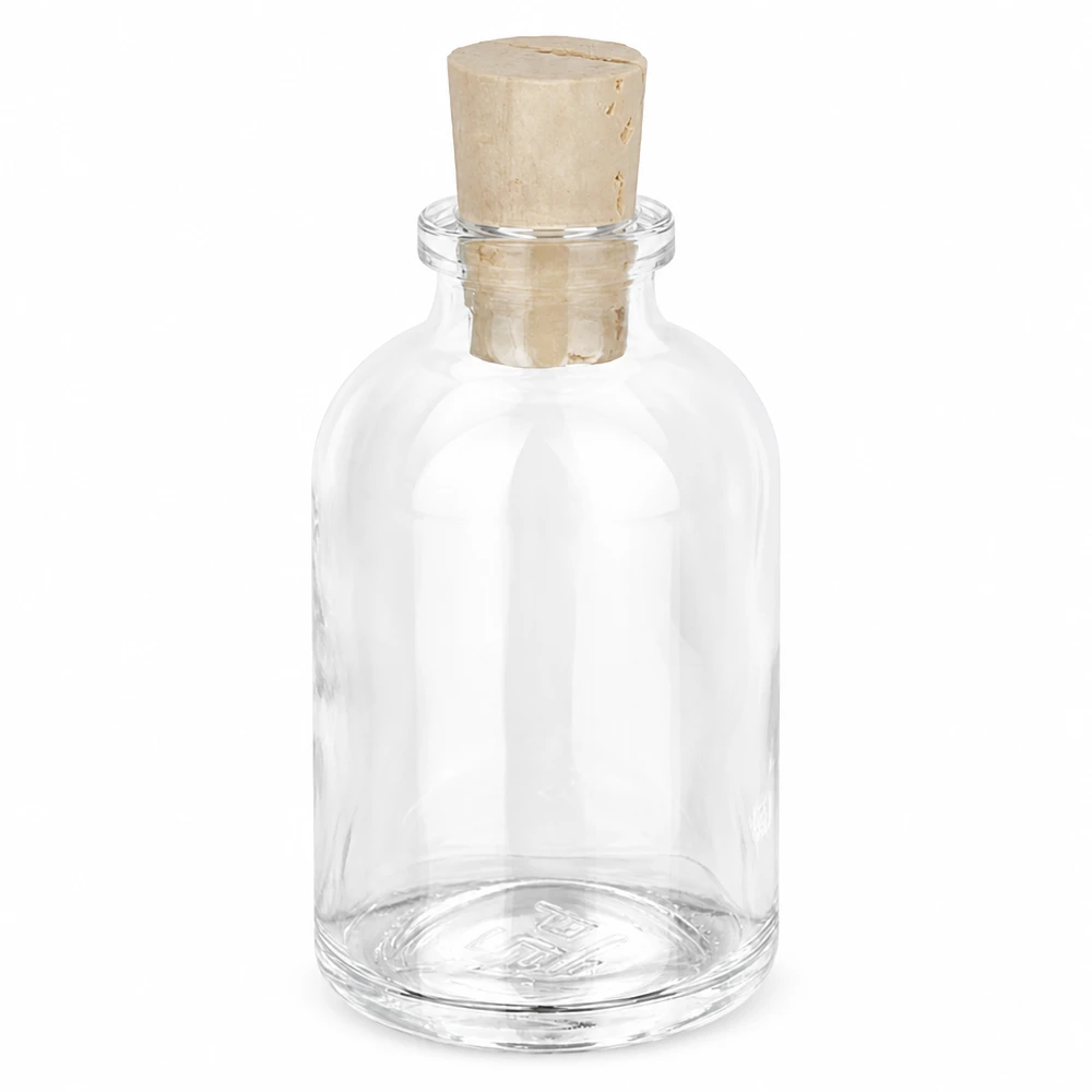 Bottiglia in vetro trasparente da 50 ml con tappo in sughero da 11/14 mm Leere Klarglasflasche 50ml mit passendem Korken 11/14mm für vielseitige Verwendung