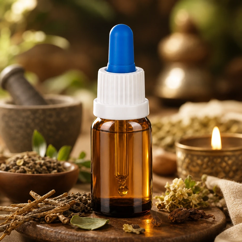 Bottiglia per pipette da 10 ml bianco/blu OV BrownLine UT18/10 Flacone con pipetta precisa da 10 ml BrownLine con puntale blu per un dosaggio preciso degli oli in gocce