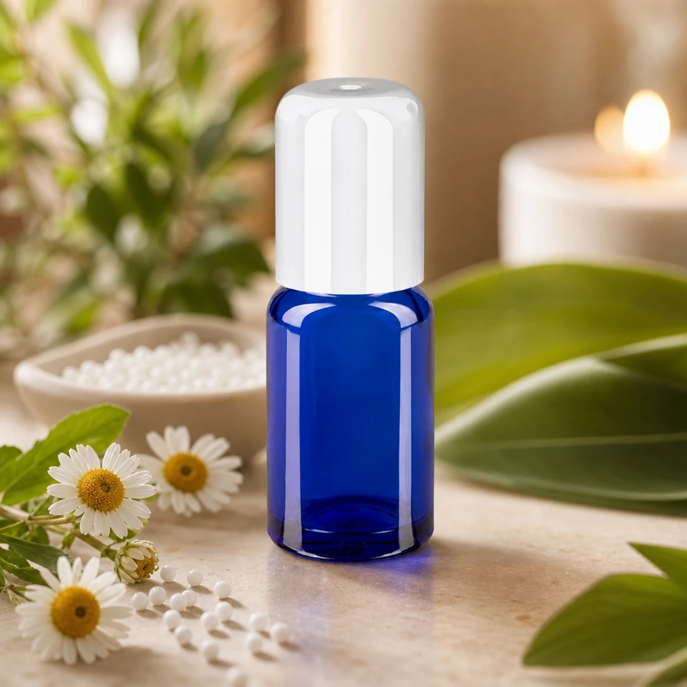 Flacone roll-on da 10 ml bianco STD BlueLine UT18/10 Piccolo e pratico flacone roll-on da 10 ml, perfettamente dosato per la routine di cura quotidiana.