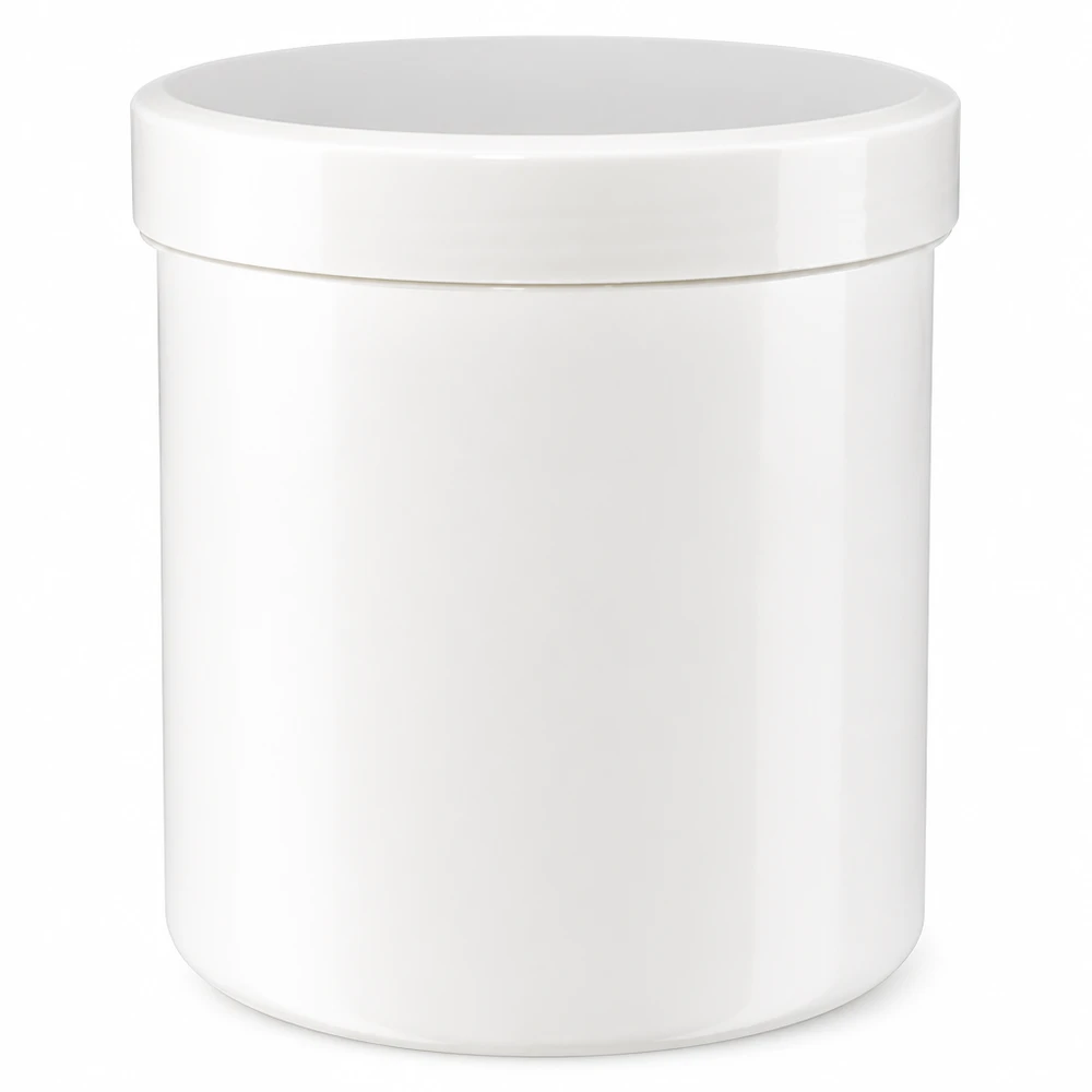 Unguentario 30g bianco con coperchio a vite bianco (PP) Vasetto bianco lucido in polipropilene da 30 g con tappo a vite di sicurezza bianco