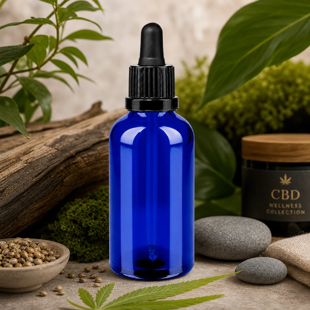 Flacone per pipette da 50ml nero OV BlueLine UT18/50 Flacone professionale in vetro con tappo a pipetta - volume 50ml per oli terapeutici