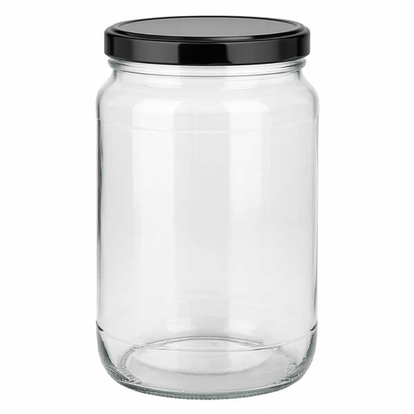 Barattolo rotondo da 1700 ml con coperchio BasicSeal nero UNiTWIST.