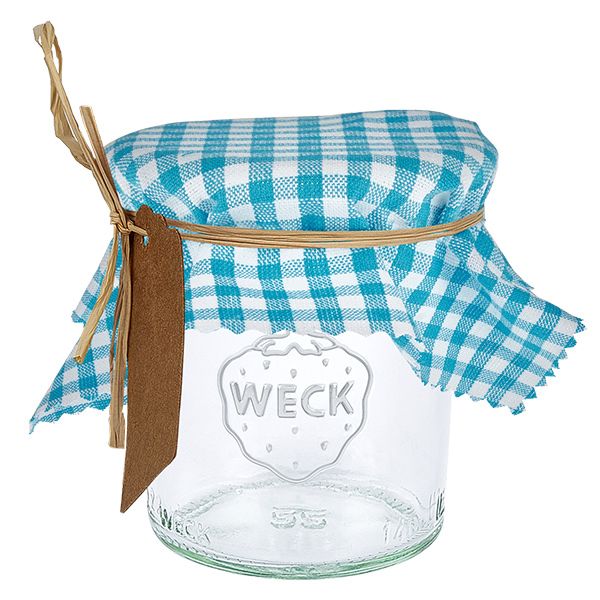 Centrino per gioielli in tessuto a quadretti turchesi di 12 cm di lato