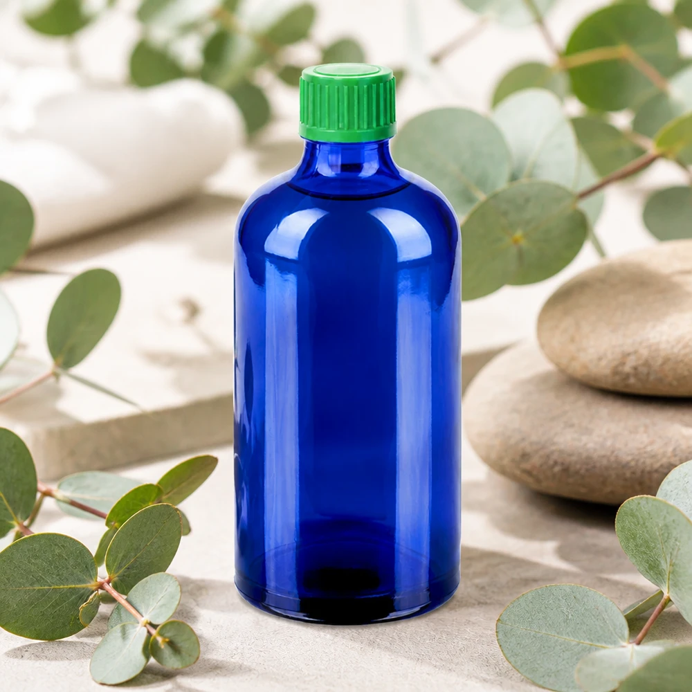 Flacone contagocce da 100 ml 0,8 mm verde STD BlueLine UT18/100 Flacone in vetro blu da 100 ml con tappo contagocce standard per oli essenziali e tinture