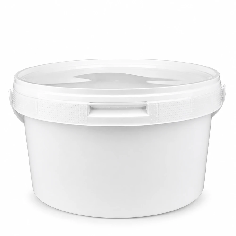 Secchio bianco multiuso da 3,5 L in PP con coperchio richiudibile per la conservazione