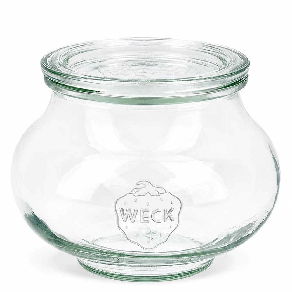 Vaso per gioielli WECK da 560 ml con coperchio in vetro RR80 Vaso per conserve trasparente rotondo