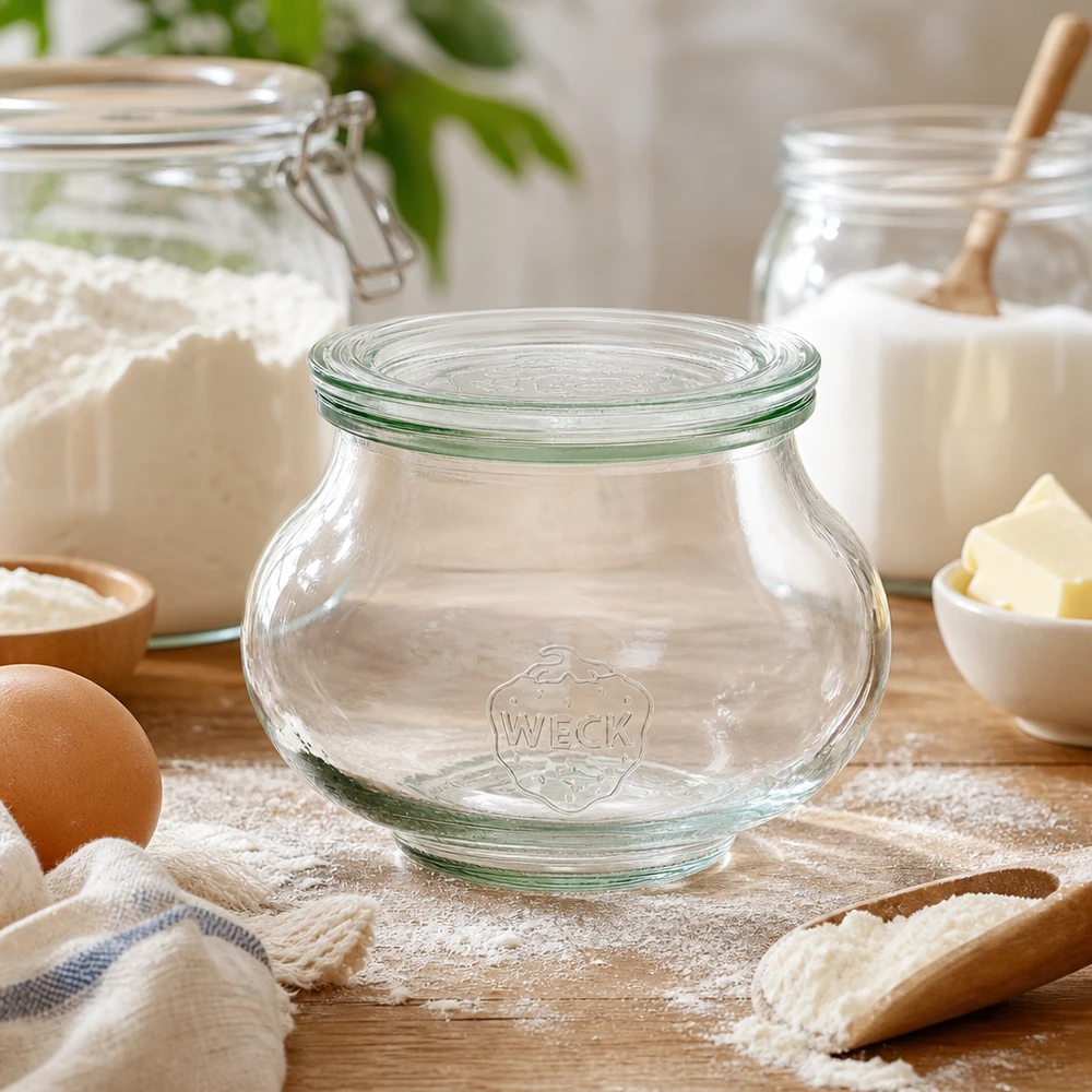 WECK barattolo decorativo 560ml RR80 vuoto in cucina per la cottura tra farina, uova e ingredienti da forno per la conservazione degli ingredienti