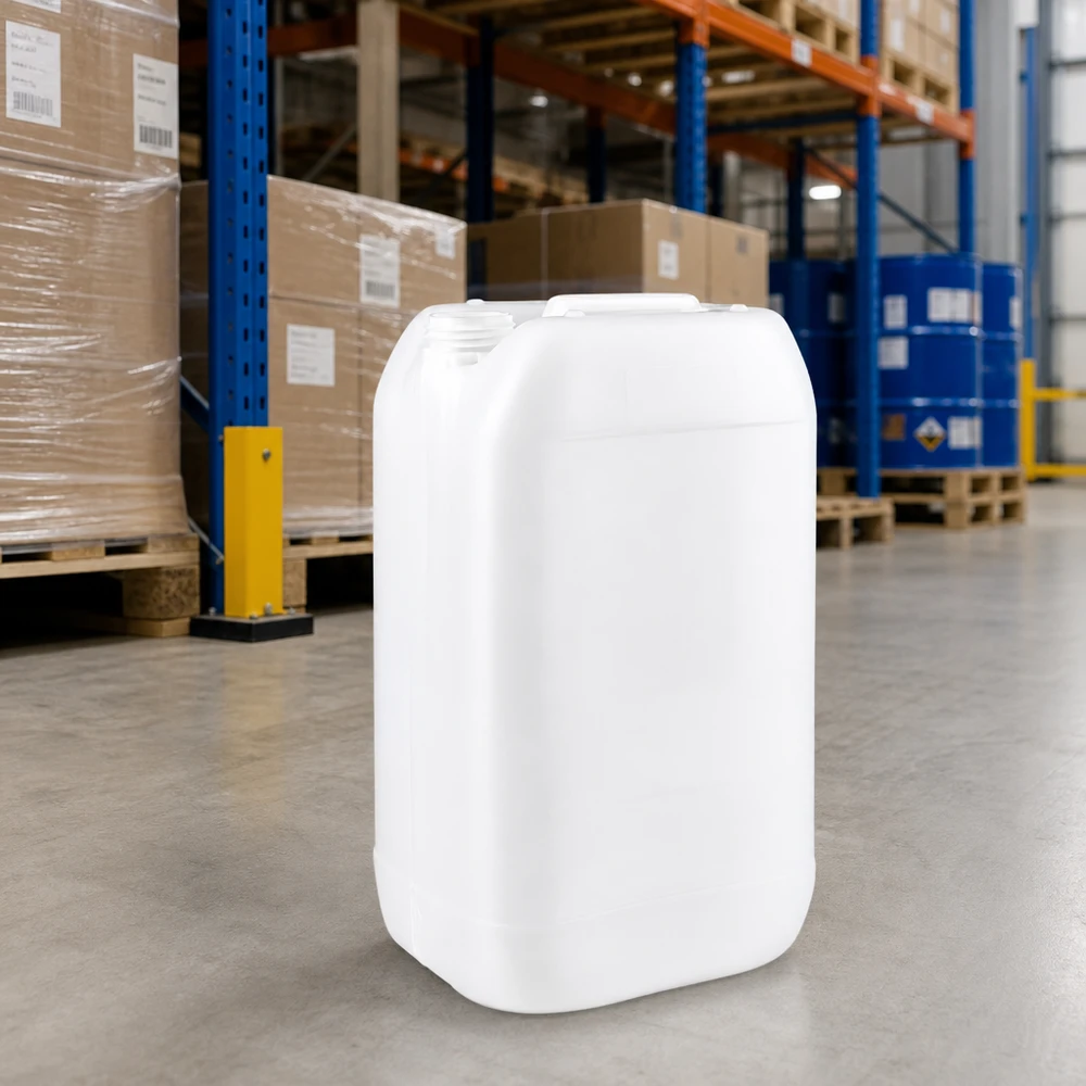 Tanica industriale impilabile da 15 litri senza tappo, colore bianco naturale, per magazzino e logistica