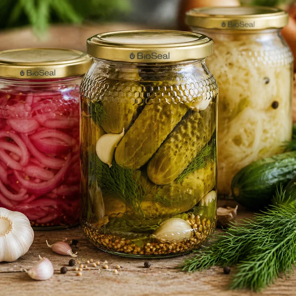Vasetto per miele da 1260 g con capsula dorata BioSeal UNiTWIST Barattolo per miele da 900 ml con coperchio BioSeal oro per la conservazione di cetrioli cipolle crauti barattolo per la fermentazione cucina
