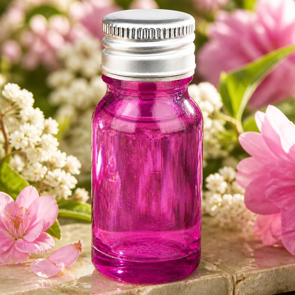 Bottiglia da 10ml tappo a vite 11mm alluminio-argento standard PurpleLine.UT18/10 Flacone di alta qualità da 10 ml in vetro viola con tappo in alluminio-argento resistente alla corrosione
