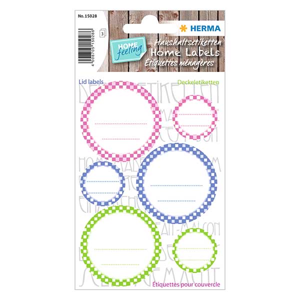 Etichette per coperchi colorate (18 adesivi) ø 24/44 mm