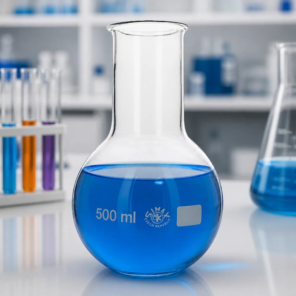 Beuta da 500 ml a collo largo Pallone a collo largo a fondo tondo da 500 ml con forma ergonomica per lavori di laboratorio professionali