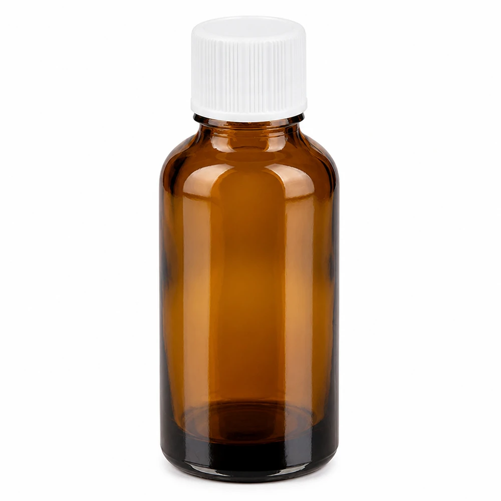 Bottiglia da 30ml 11mm SV bianco STD BrownLine UT18/30 Flacone in vetro ambrato di alta qualità da 30 ml con tappo a vite bianco antiscivolo