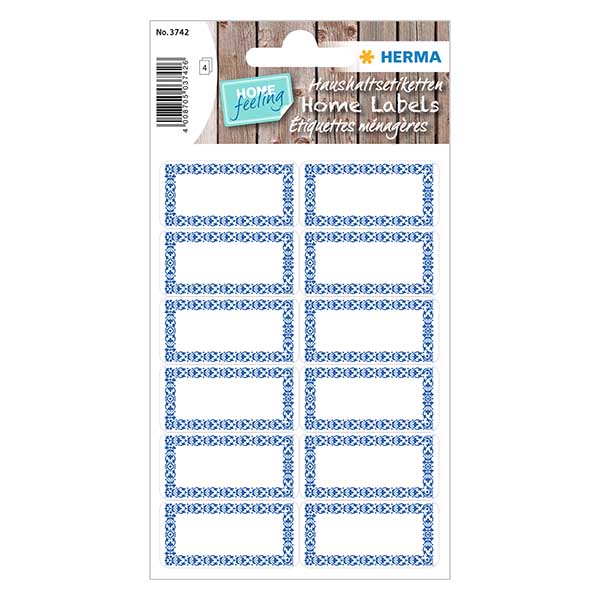 Etichette da cucina blu/bianco (48 adesivi)