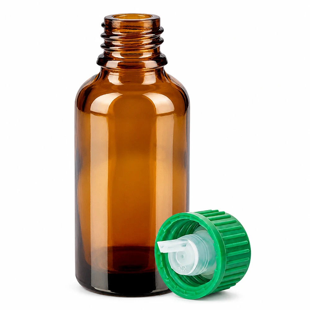 Flacone contagocce da 30 ml 0,8 mm verde STD BrownLine UT18/30 Flacone in vetro di alta qualità da 30 ml con tappo contagocce verde per cosmetici e aromaterapia
