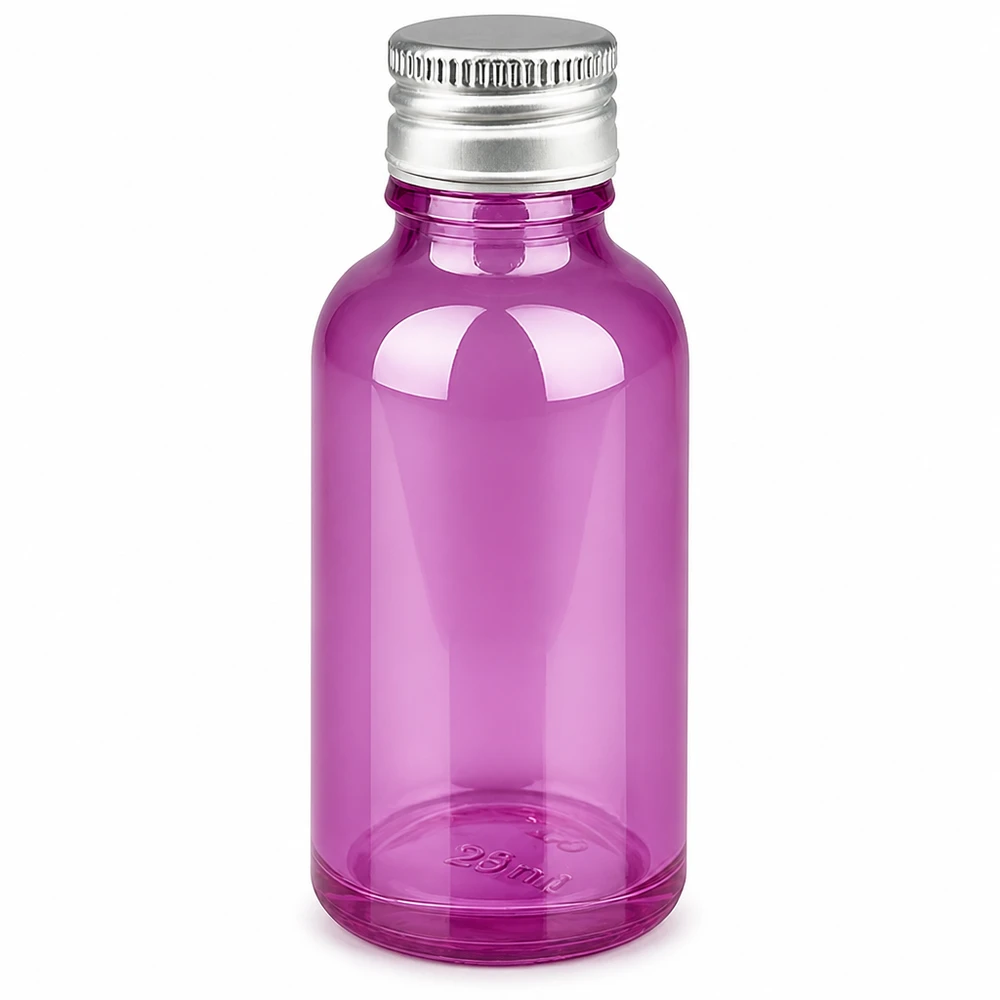 Bottiglia da 30ml tappo a vite 11mm alluminio-argento standard PurpleLine.UT18/30 Flacone compatto da 30 ml in vetro viola con filettatura standard da 11 mm