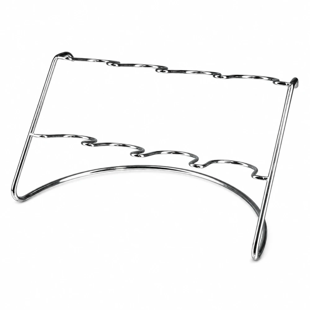 Portabicchieri Flato8 per 8 bicchieri WECK Portabottiglie Flato8 in acciaio inox per 8 tumbler WECK con supporti curvi su sfondo bianco