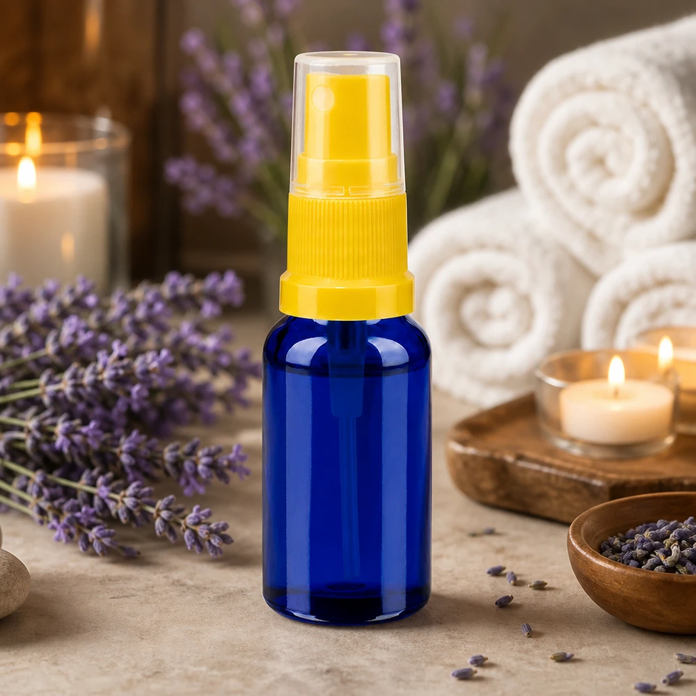Flacone spray da 20 ml giallo/trasparente STD BlueLine UT18/20 Flacone spray da 20 ml con pratico tappo a pompa giallo BlueLine UT18/20